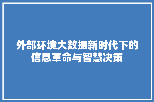 外部环境大数据新时代下的信息革命与智慧决策