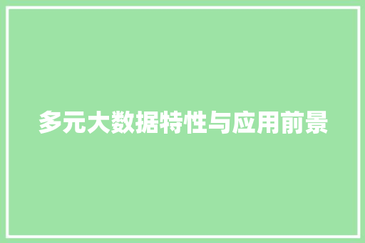 多元大数据特性与应用前景