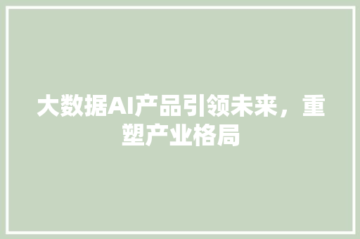 大数据AI产品引领未来，重塑产业格局