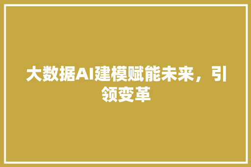 大数据AI建模赋能未来，引领变革