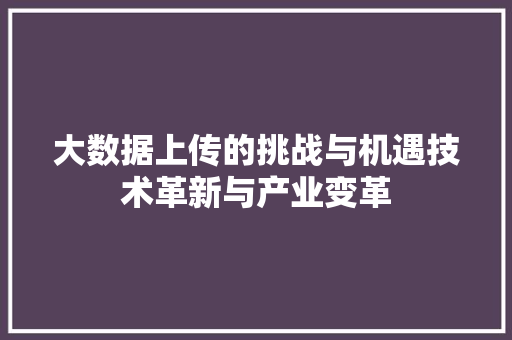 大数据上传的挑战与机遇技术革新与产业变革