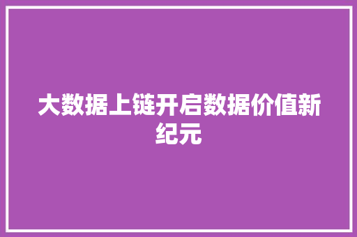 大数据上链开启数据价值新纪元