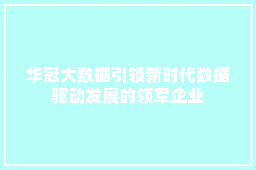 华冠大数据引领新时代数据驱动发展的领军企业