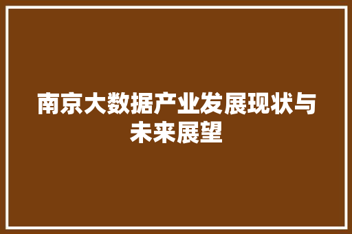 南京大数据产业发展现状与未来展望 SEO教程