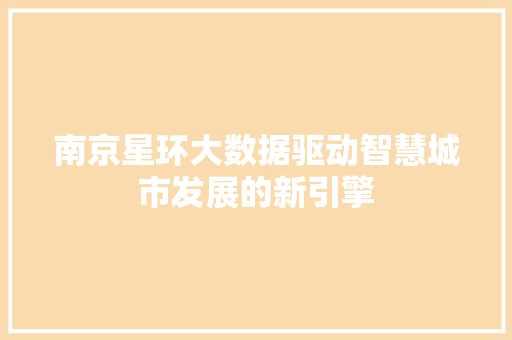 南京星环大数据驱动智慧城市发展的新引擎