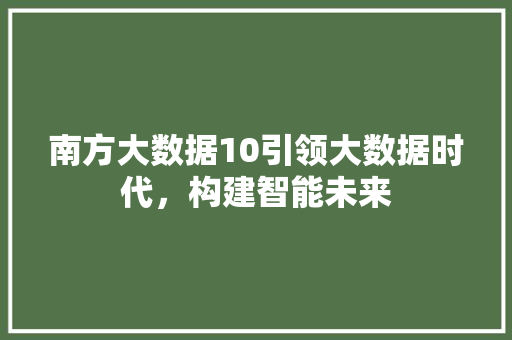 南方大数据10引领大数据时代，构建智能未来