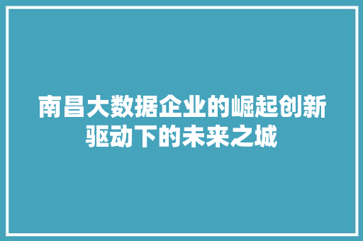 南昌大数据企业的崛起创新驱动下的未来之城