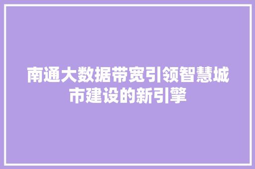 南通大数据带宽引领智慧城市建设的新引擎 WordPress教程