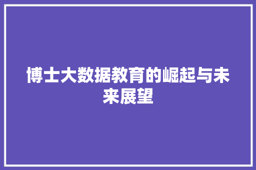 博士大数据教育的崛起与未来展望 建站教程
