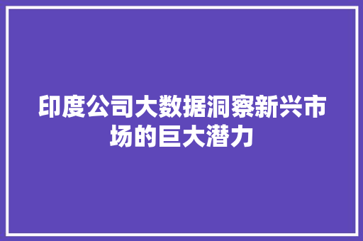 印度公司大数据洞察新兴市场的巨大潜力