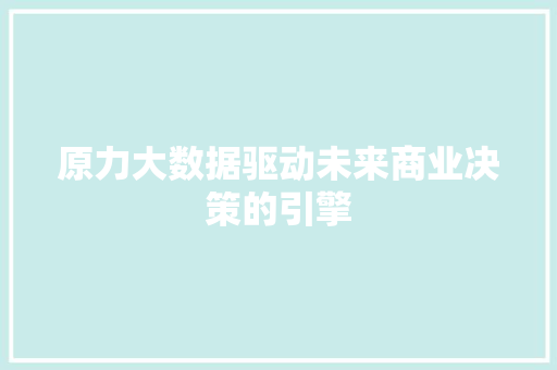 原力大数据驱动未来商业决策的引擎