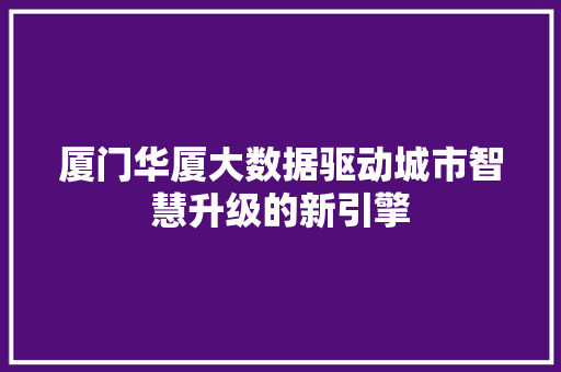 厦门华厦大数据驱动城市智慧升级的新引擎