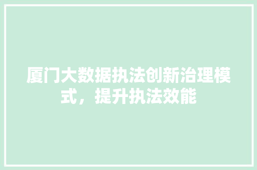 厦门大数据执法创新治理模式，提升执法效能