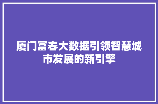 厦门富春大数据引领智慧城市发展的新引擎