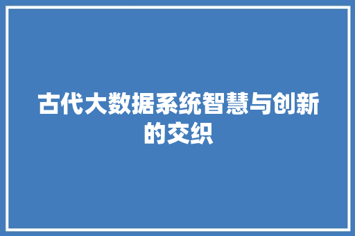古代大数据系统智慧与创新的交织 SEO教程