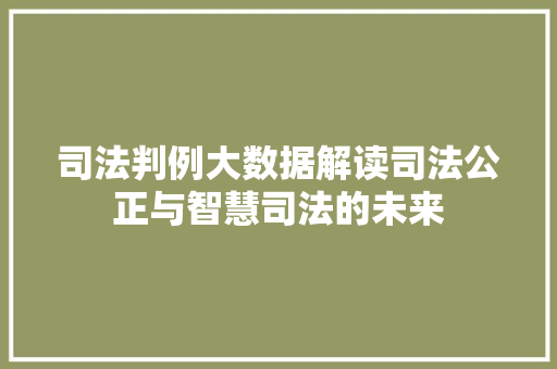 司法判例大数据解读司法公正与智慧司法的未来