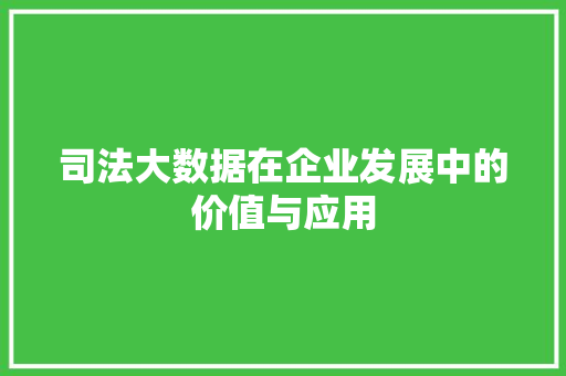司法大数据在企业发展中的价值与应用