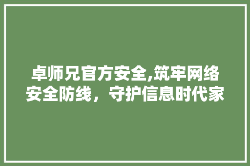 卓师兄官方安全,筑牢网络安全防线，守护信息时代家园