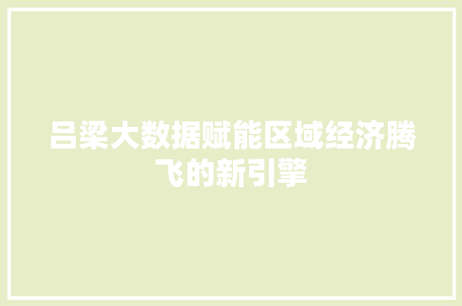吕梁大数据赋能区域经济腾飞的新引擎