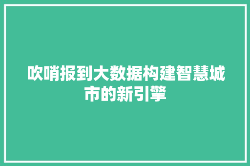 吹哨报到大数据构建智慧城市的新引擎