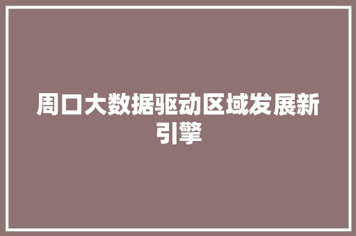 周口大数据驱动区域发展新引擎