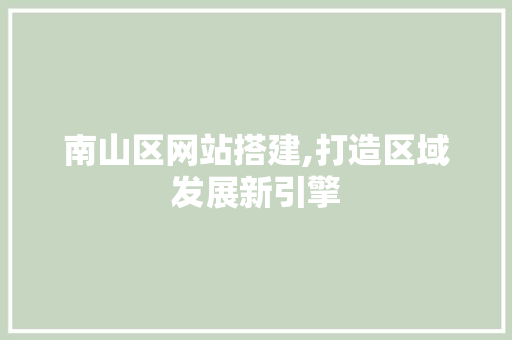南山区网站搭建,打造区域发展新引擎