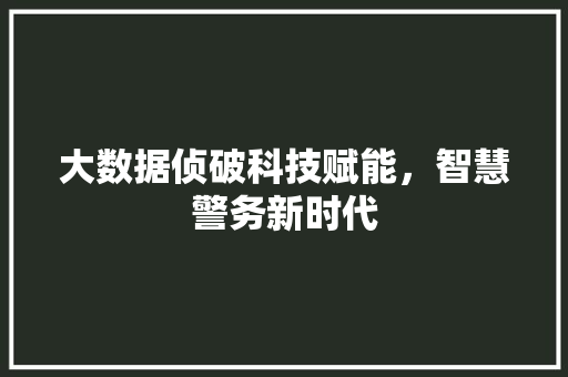 大数据侦破科技赋能，智慧警务新时代