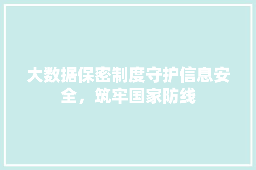 大数据保密制度守护信息安全，筑牢国家防线