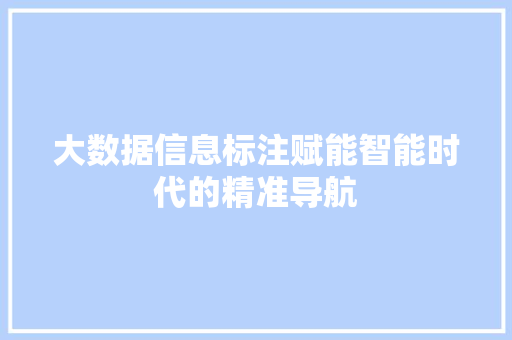 大数据信息标注赋能智能时代的精准导航