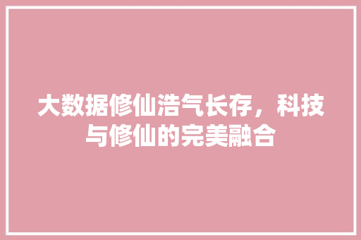 大数据修仙浩气长存，科技与修仙的完美融合