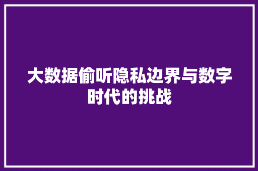大数据偷听隐私边界与数字时代的挑战