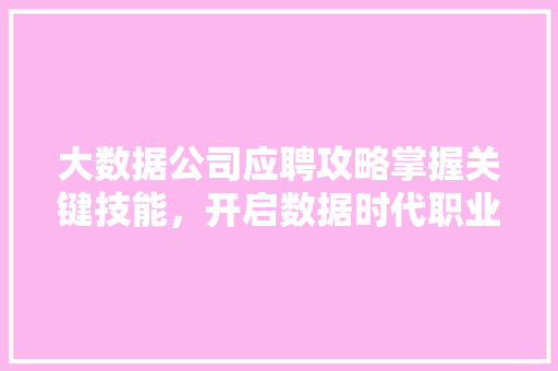 大数据公司应聘攻略掌握关键技能，开启数据时代职业生涯