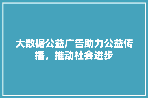 大数据公益广告助力公益传播，推动社会进步