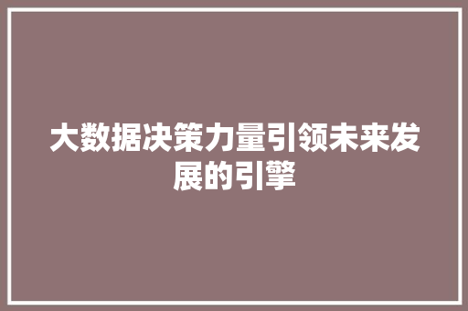 大数据决策力量引领未来发展的引擎