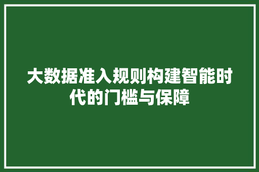 大数据准入规则构建智能时代的门槛与保障