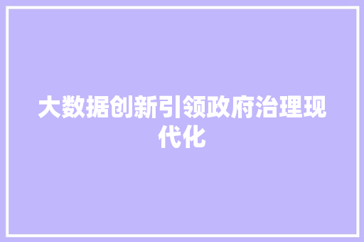 大数据创新引领政府治理现代化