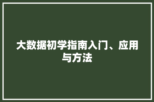 大数据初学指南入门、应用与方法