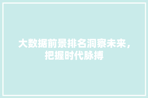 大数据前景排名洞察未来，把握时代脉搏