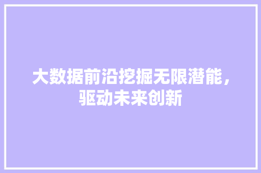 大数据前沿挖掘无限潜能，驱动未来创新