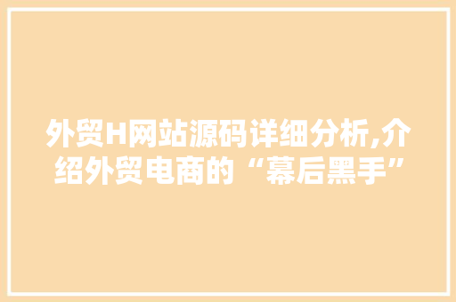外贸H网站源码详细分析,介绍外贸电商的“幕后黑手”