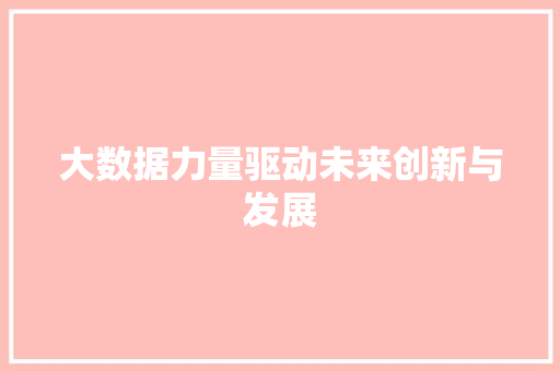 大数据力量驱动未来创新与发展
