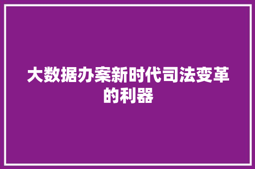 大数据办案新时代司法变革的利器
