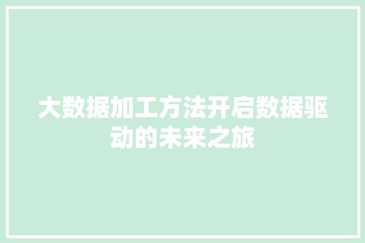 大数据加工方法开启数据驱动的未来之旅 SEO教程