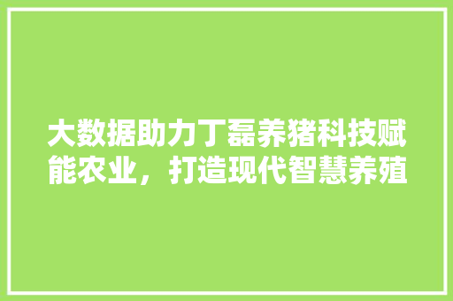 大数据助力丁磊养猪科技赋能农业，打造现代智慧养殖新模式