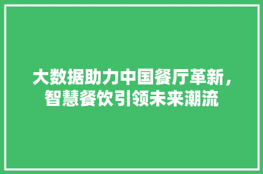 大数据助力中国餐厅革新，智慧餐饮引领未来潮流 SEO教程