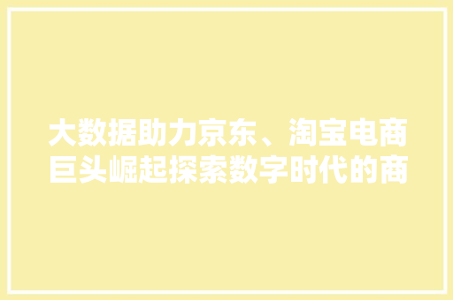 大数据助力京东、淘宝电商巨头崛起探索数字时代的商业奥秘