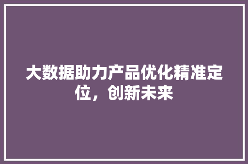 大数据助力产品优化精准定位，创新未来
