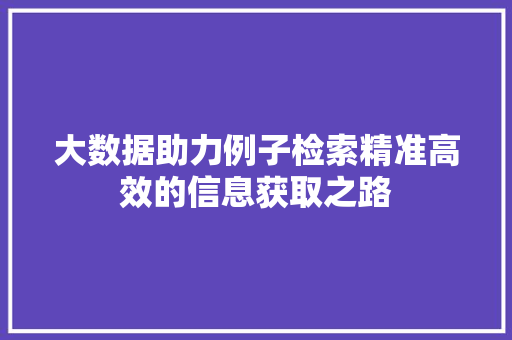 大数据助力例子检索精准高效的信息获取之路