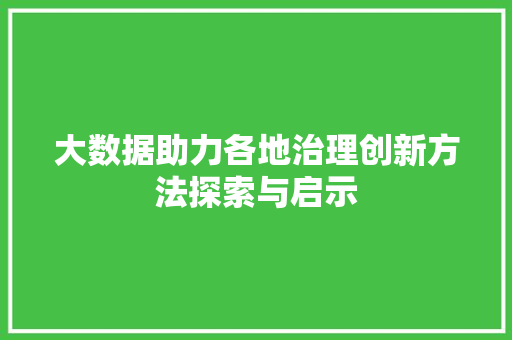 大数据助力各地治理创新方法探索与启示