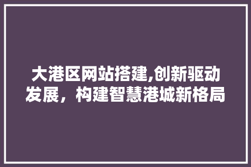 大港区网站搭建,创新驱动发展，构建智慧港城新格局